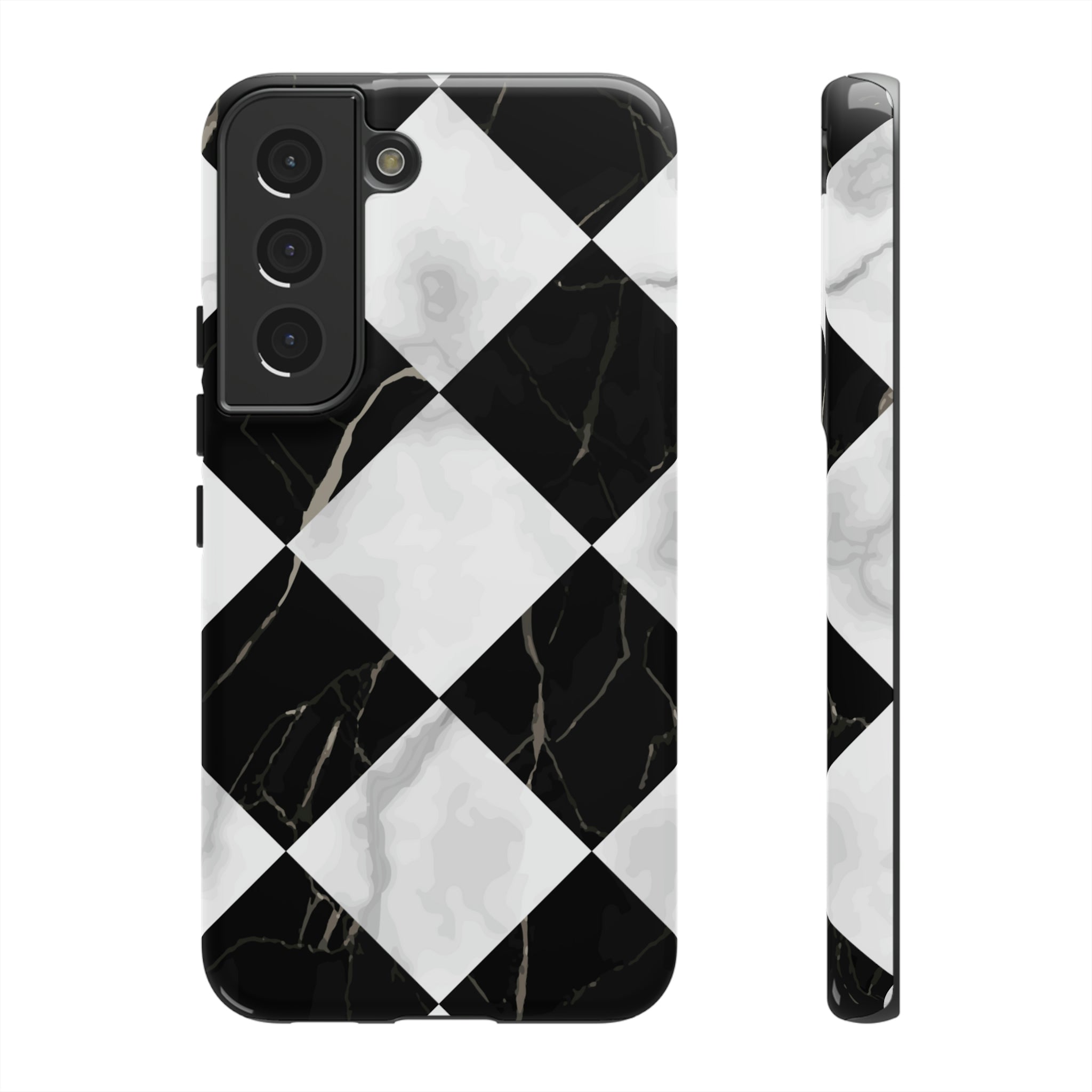 Check Marble Android Case (Protective) Samsung Galaxy S22 Glossy Phone Case