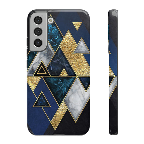 Dark Blue Geometric Android Case (Protective) Samsung Galaxy S22 Plus Glossy Phone Case