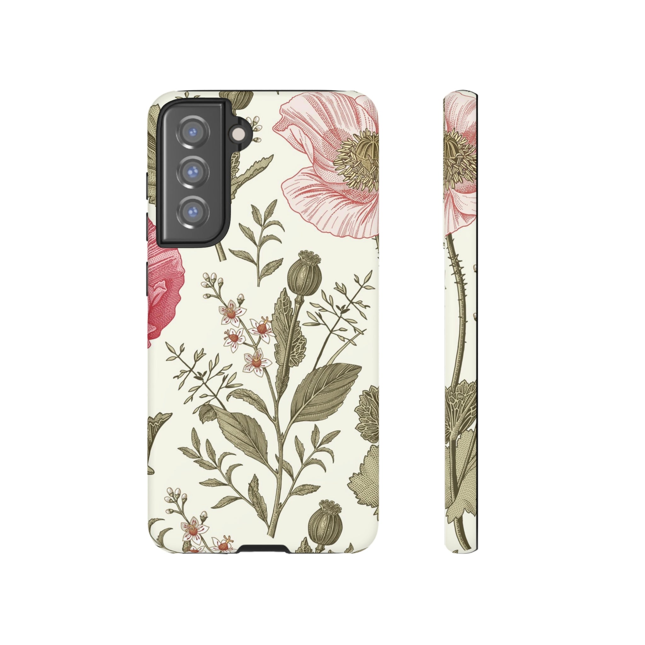 Poppy Purple Vintage Flower Samsung Case (Protective) Samsung Galaxy S21 FE Matte Phone Case