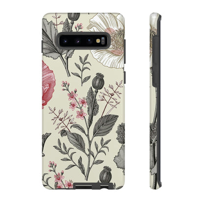 Poppy Pink Vintage Flower Samsung Case (Protective) Samsung Galaxy S10 Plus Glossy Phone Case