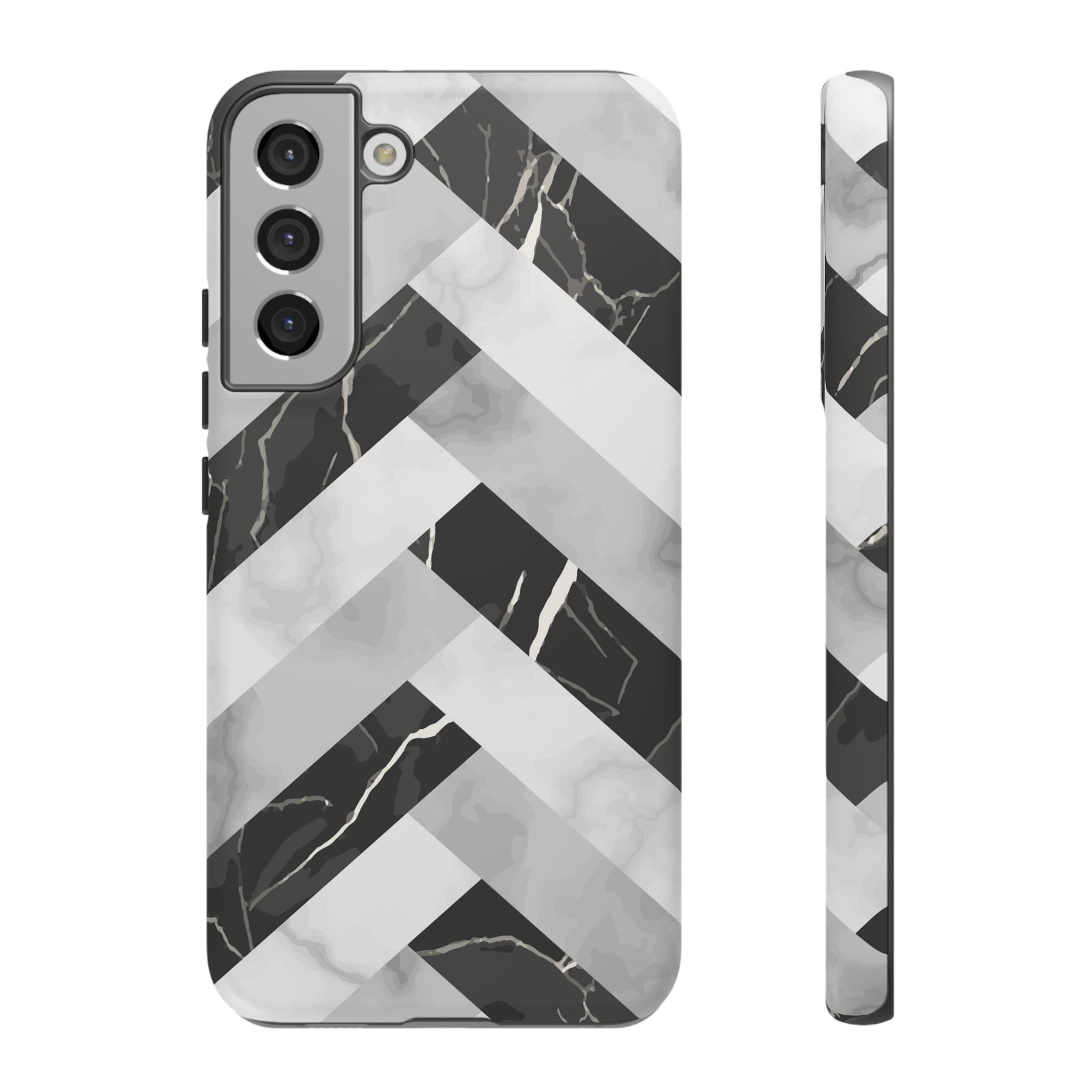 Grey Herringbone Android Case (Protective) Samsung Galaxy S22 Plus Matte Phone Case