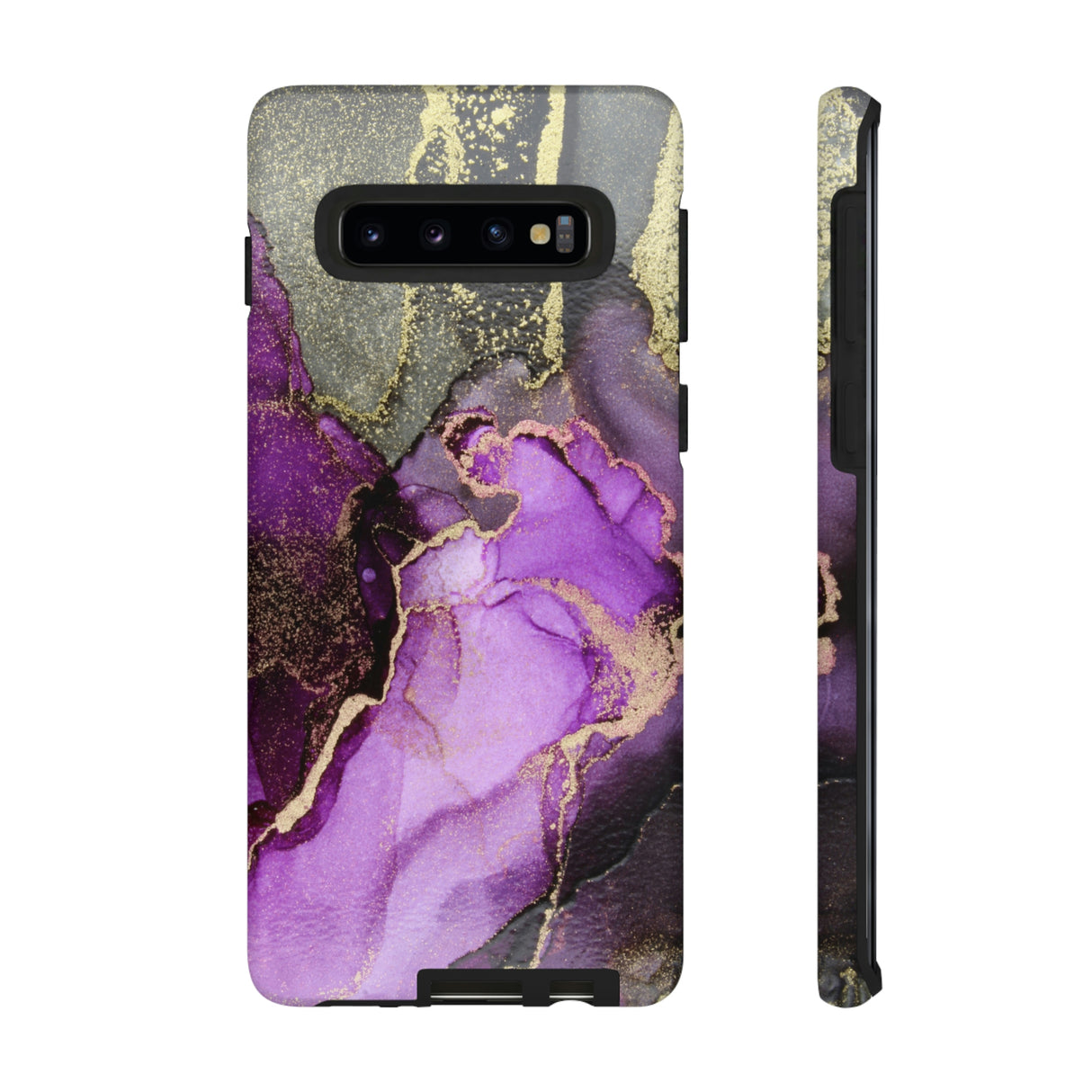 Purple Marble & Gold Android Case (Protective) Samsung Galaxy S10 Matte Phone Case