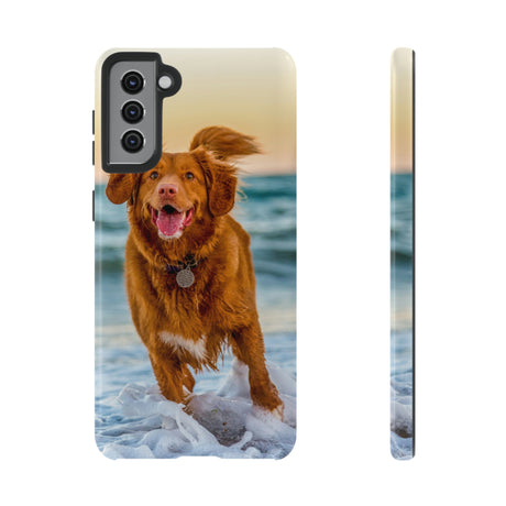 Happy Beach Dog Android Case (Protective) Samsung Galaxy S21 Plus Glossy Phone Case