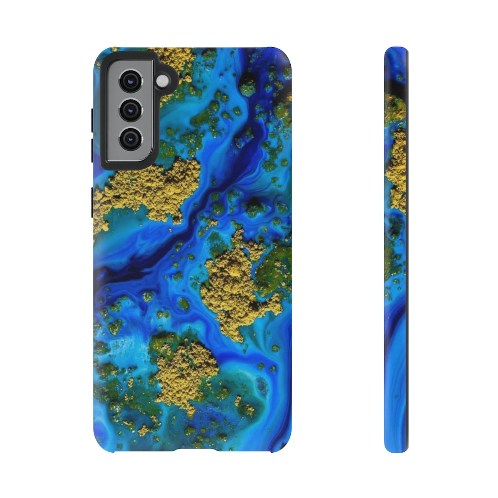 Blue Clear Ocean Ink Art Android Case (Protective) Samsung Galaxy S21 Plus Matte Phone Case