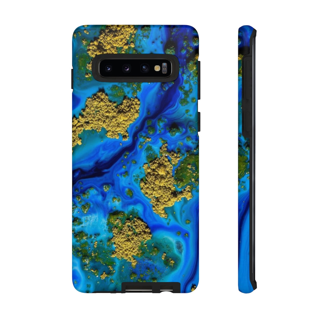 Blue Clear Ocean Ink Art Android Case (Protective) Samsung Galaxy S10 Matte Phone Case