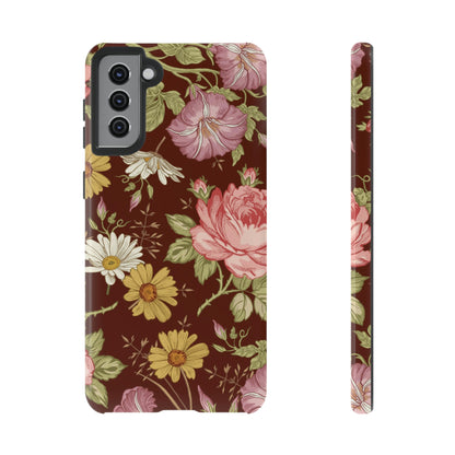 Dark red Vintage Flower Samsung Case (Protective) Samsung Galaxy S21 Plus Glossy Phone Case