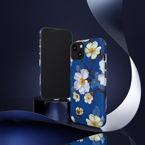 Elegant Flower on Blue iPhone Case (Protective) Phone Case