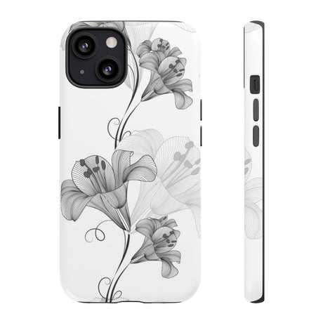 Lily Flower Monochrome iPhone Case (Protective) iPhone 13 Matte Phone Case