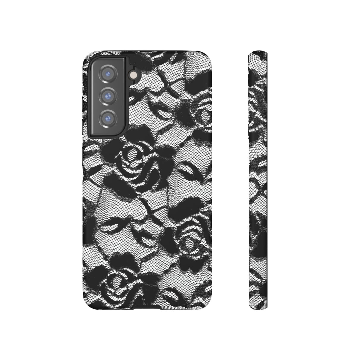 Black Rose Lace Gothic Flower Samsung Case (Protective) Samsung Galaxy S21 FE Matte Phone Case