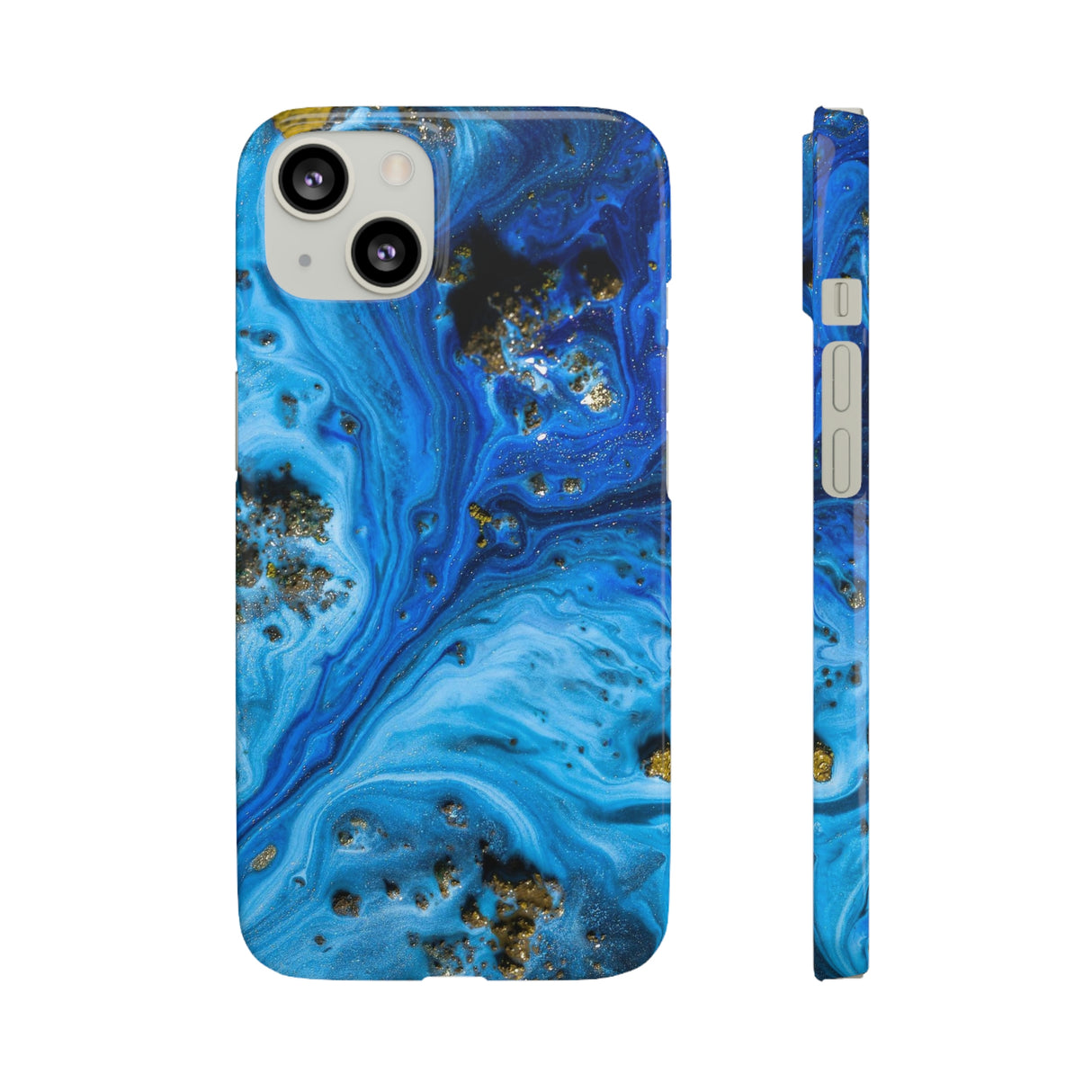 Blue Ice Melt Ink Art iPhone Case (Slim) iPhone 13 Glossy Phone Case