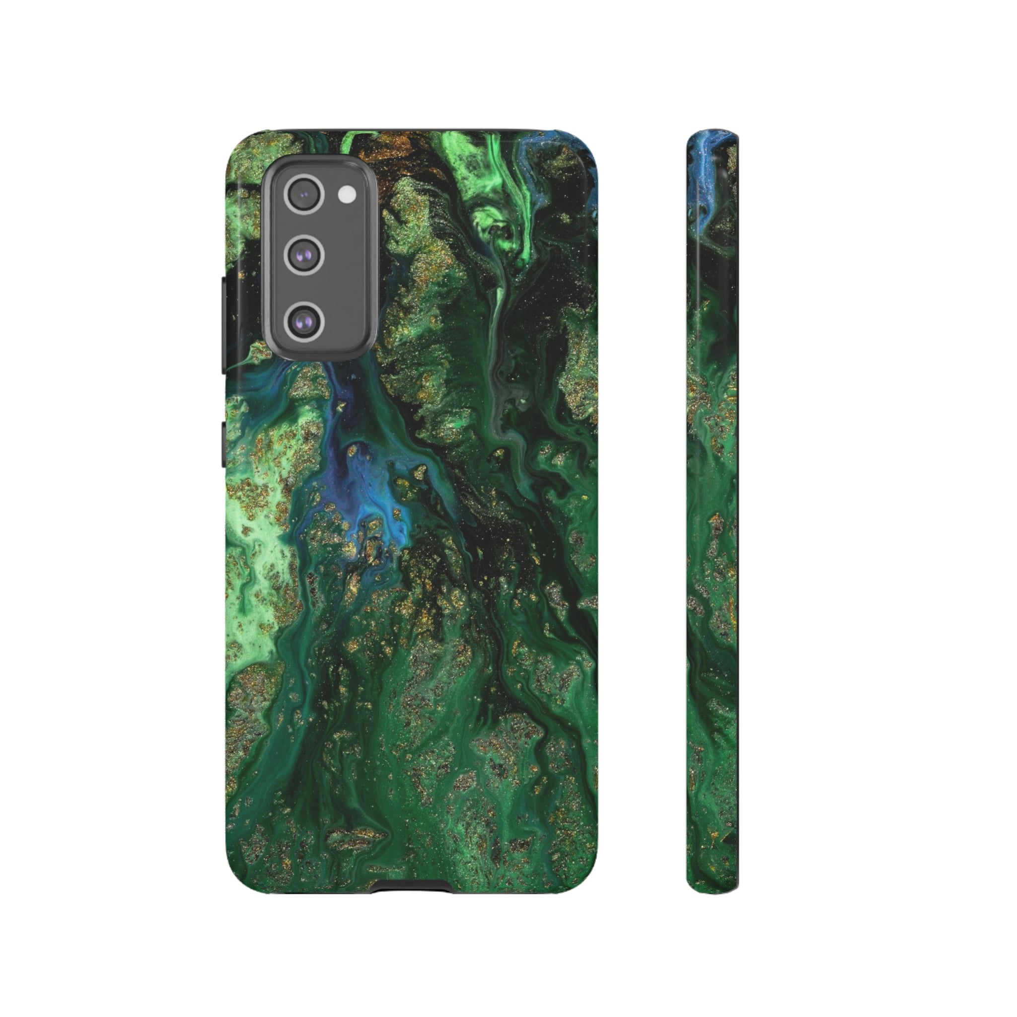 Green Liquid Marble Ink Art Android Case (Protective) Samsung Galaxy S20 FE Glossy Phone Case