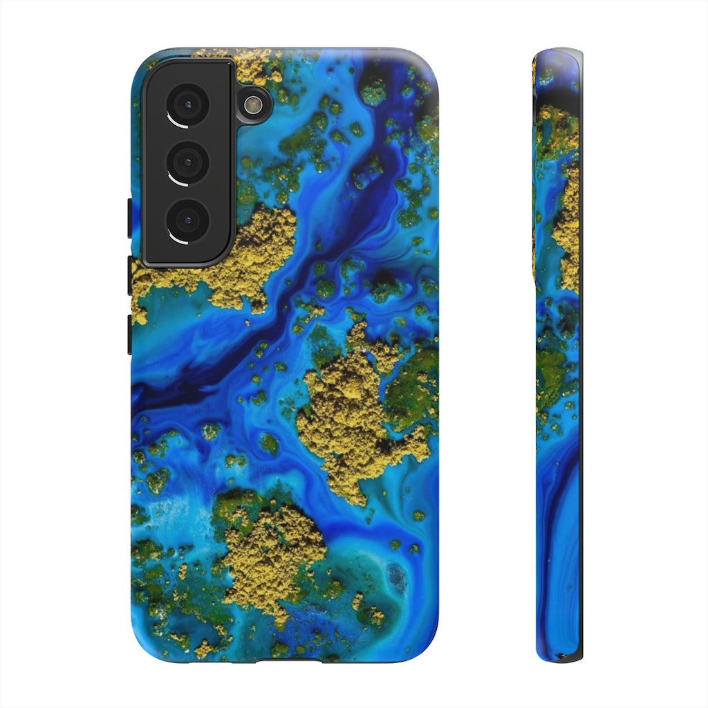 Blue Clear Ocean Ink Art Android Case (Protective) Samsung Galaxy S22 Matte Phone Case