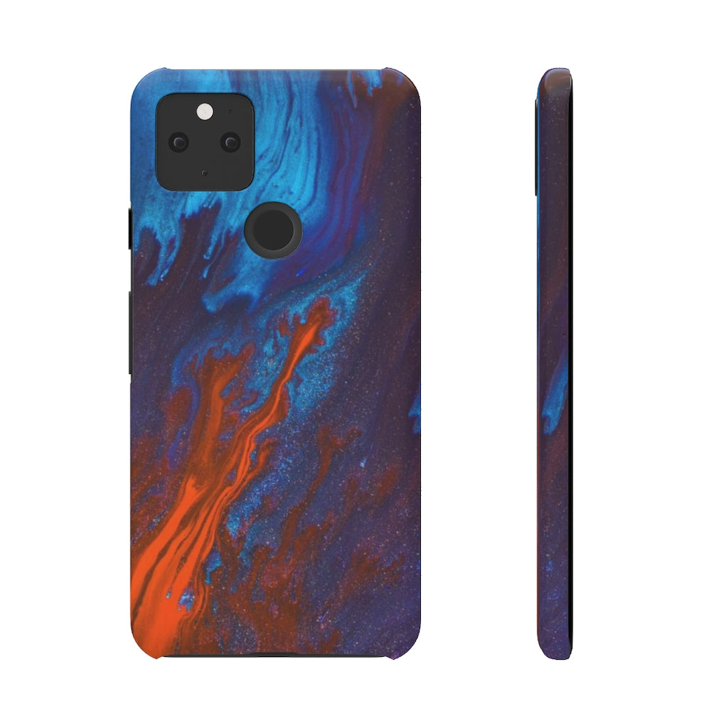 Orange Flame Ink Art Android Case (Slim) Google Pixel 5 Glossy Phone Case