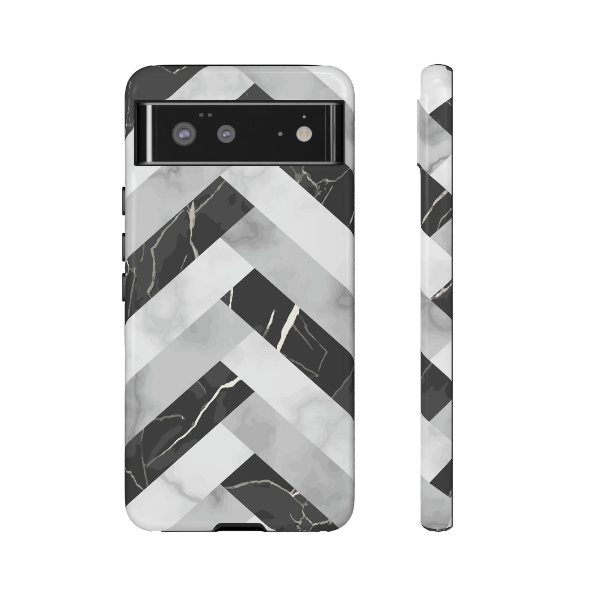 Grey Herringbone Android Case (Protective) Google Pixel 6 Glossy Phone Case