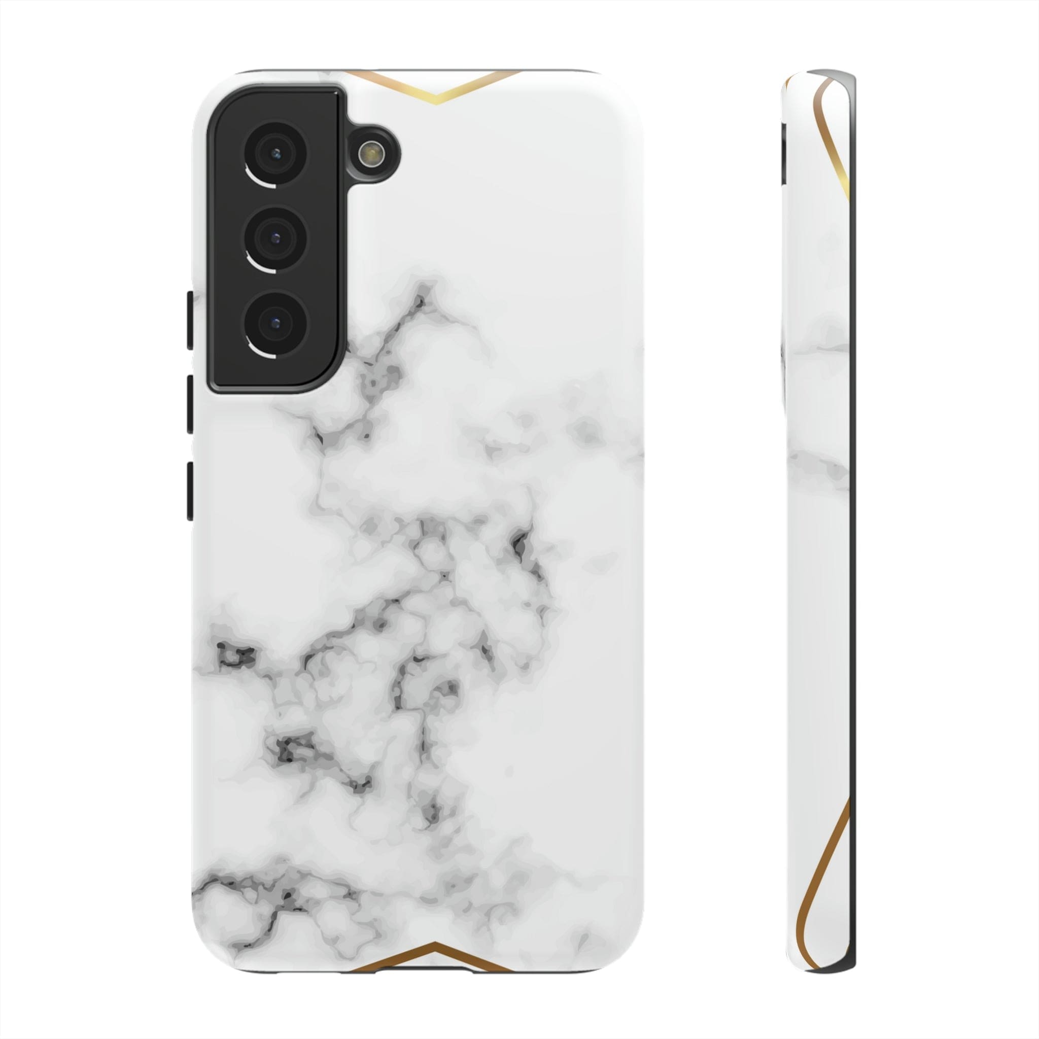 CASEBOB Phone Case Samsung Galaxy S22 / Matte White Marble Gold Android Case (Protective)