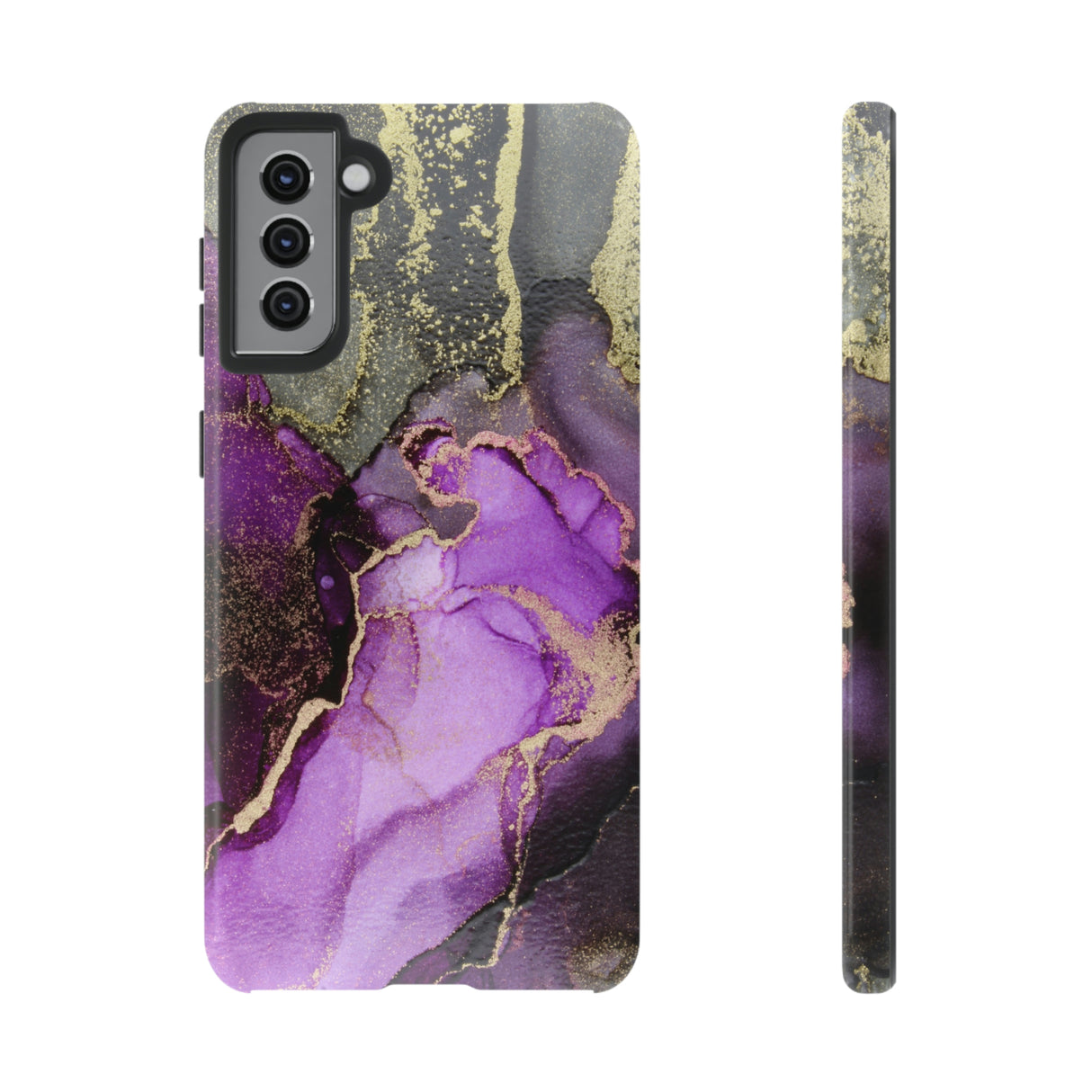 Purple Marble & Gold Android Case (Protective) Samsung Galaxy S21 Plus Glossy Phone Case