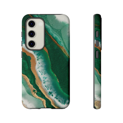 Green & Gold Epoxy Android Case (Protective) Samsung Galaxy S23 Matte Phone Case