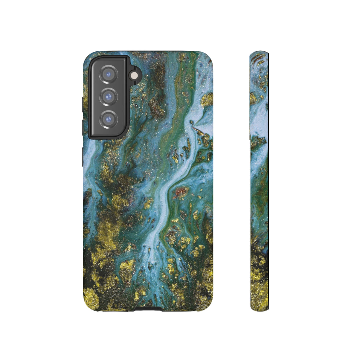 Ocean Blue Ink Art Android Case (Protective) Samsung Galaxy S21 FE Matte Phone Case