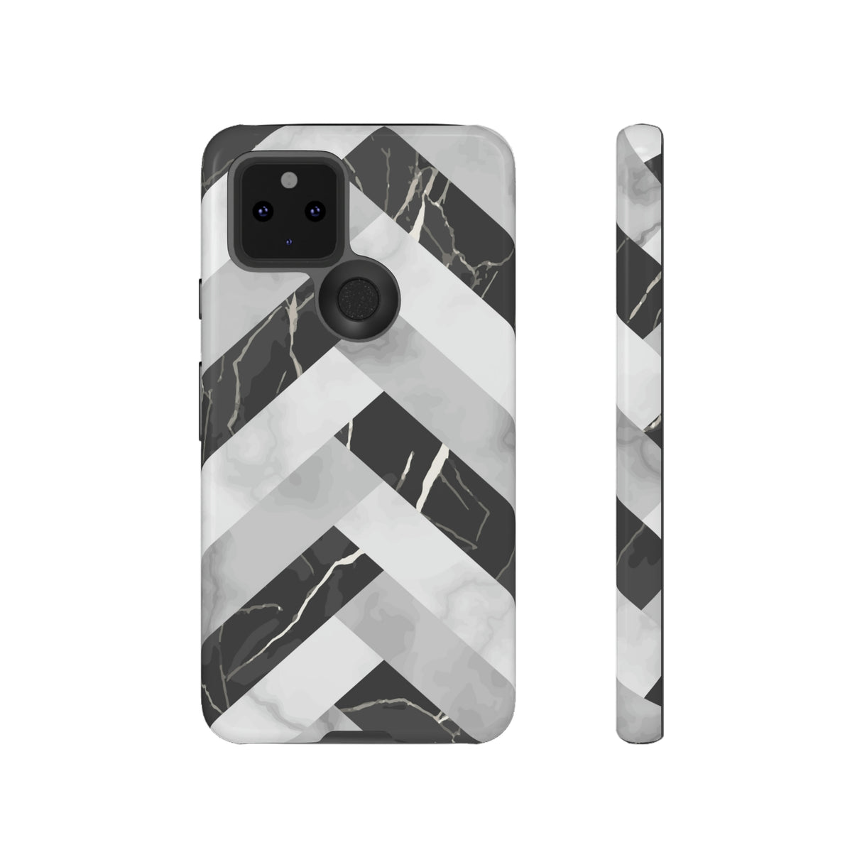 Grey Herringbone Android Case (Protective) Google Pixel 5 5G Glossy Phone Case