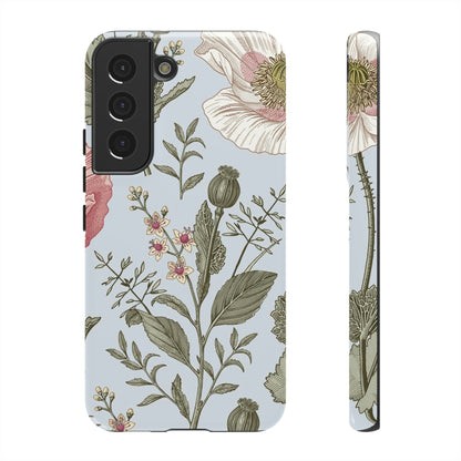 Poppy Blue Vintage Flower Samsung Case (Protective) Samsung Galaxy S22 Glossy Phone Case