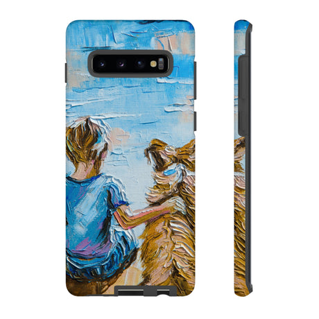 Boy with Dog Android Case (Protective) Samsung Galaxy S10 Plus Matte Phone Case