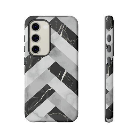 Grey Herringbone Android Case (Protective) Samsung Galaxy S23 Glossy Phone Case