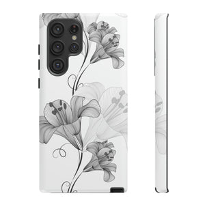 Lily Flower Monochrome Android Case (Protective) Samsung Galaxy S22 Ultra Matte Phone Case