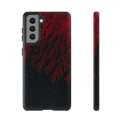 Dark Red Space Ink Art Android Case (Protective) Samsung Galaxy S21 Glossy Phone Case