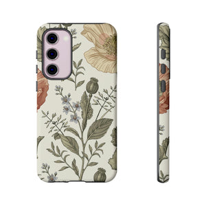 Poppy Brown Vintage Flower Samsung Case (Protective) Samsung Galaxy S23 Plus Matte Phone Case