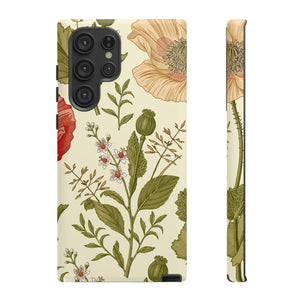 Poppy Red Vintage Flower Samsung Case (Protective) Samsung Galaxy S22 Ultra Matte Phone Case