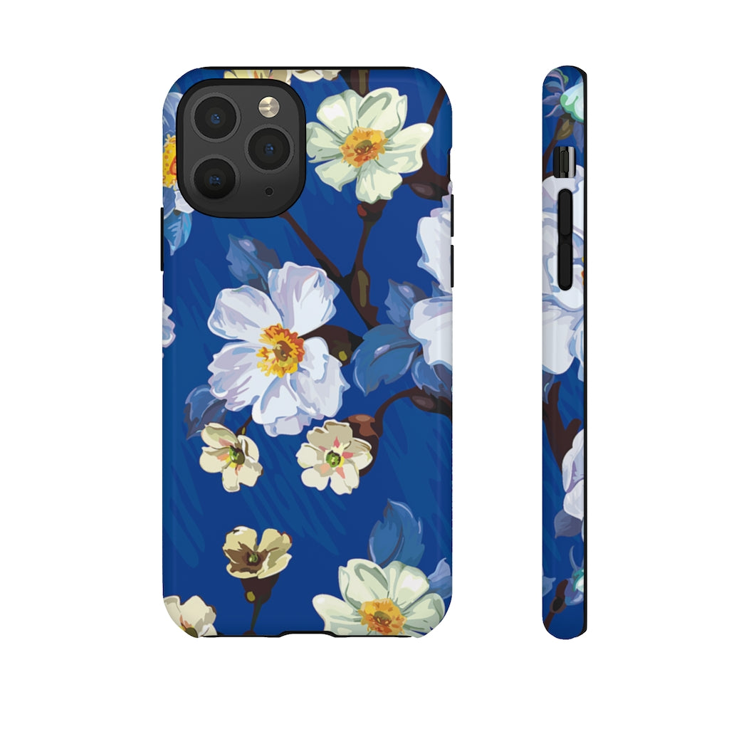 Elegant Flower on Blue iPhone Case (Protective) iPhone 11 Pro Glossy Phone Case