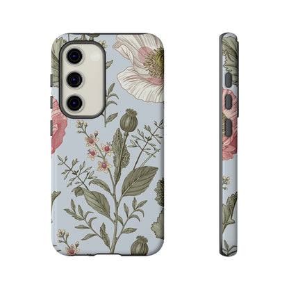 Poppy Blue Vintage Flower Samsung Case (Protective) Samsung Galaxy S23 Glossy Phone Case