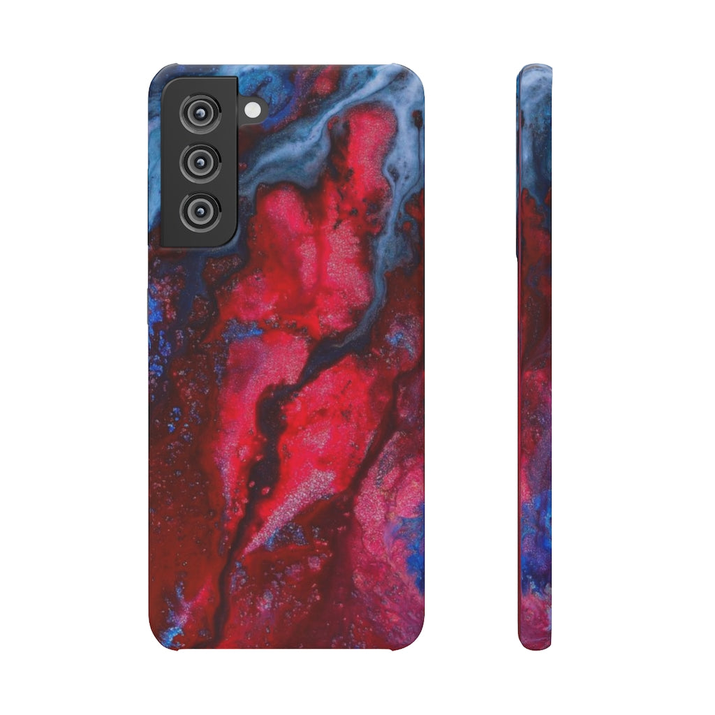 Neon Red Ink Art Android Case (Slim) Samsung S21 FE Glossy Phone Case