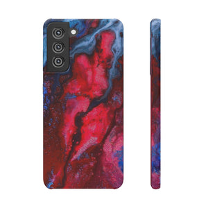 Neon Red Ink Art Android Case (Slim) Samsung S21 FE Glossy Phone Case