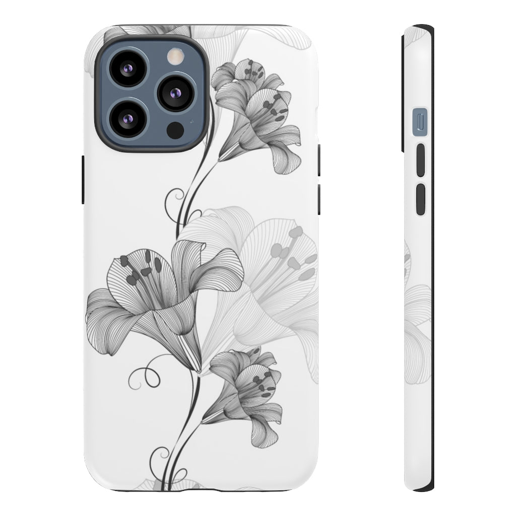 Lily Flower Monochrome iPhone Case (Protective) iPhone 13 Pro Max Matte Phone Case