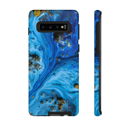 Blue Ice Melt Ink Art Android Case (Protective) Samsung Galaxy S10 Matte Phone Case