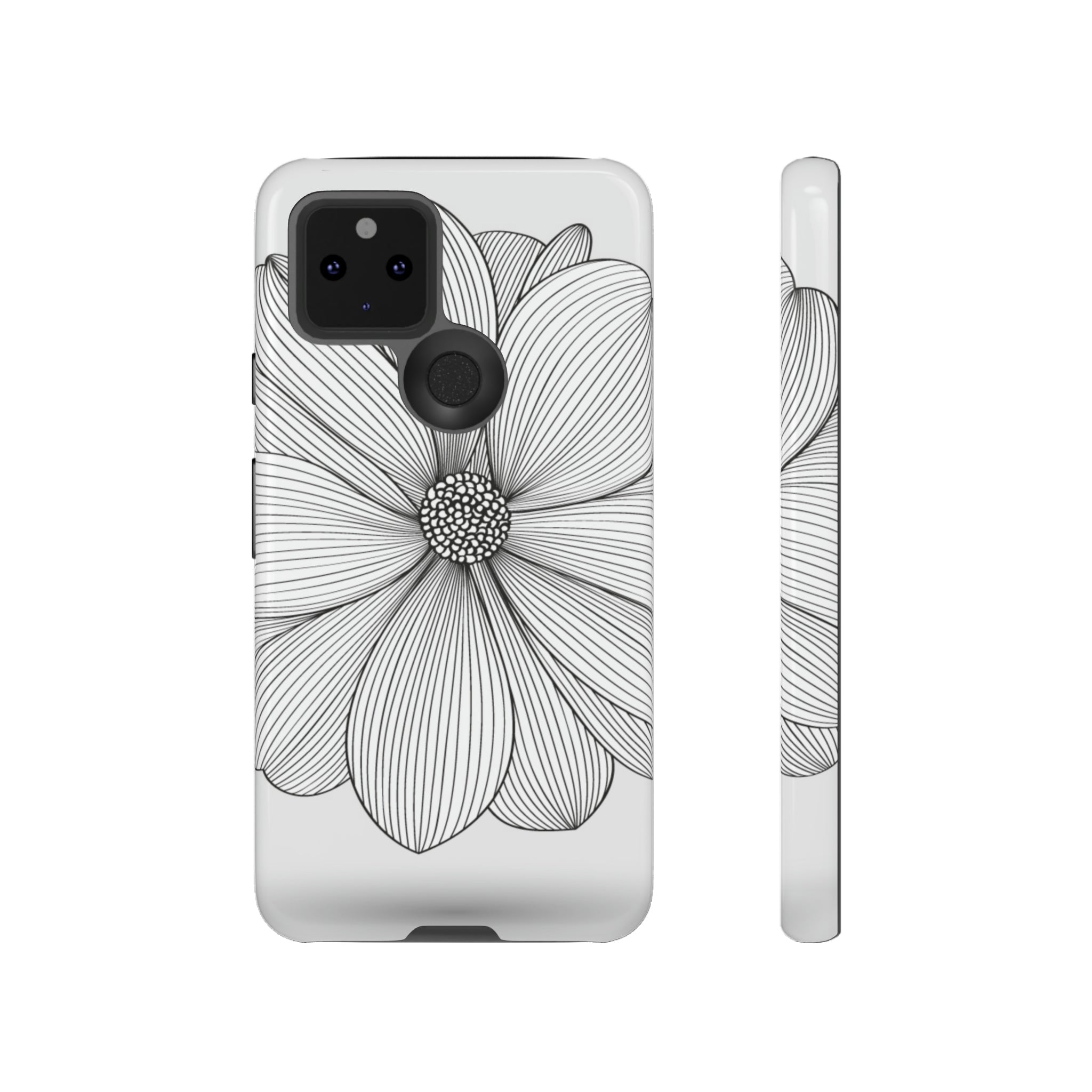 Black n White Dahlia Android Case (Protective) Google Pixel 5 5G Glossy Phone Case