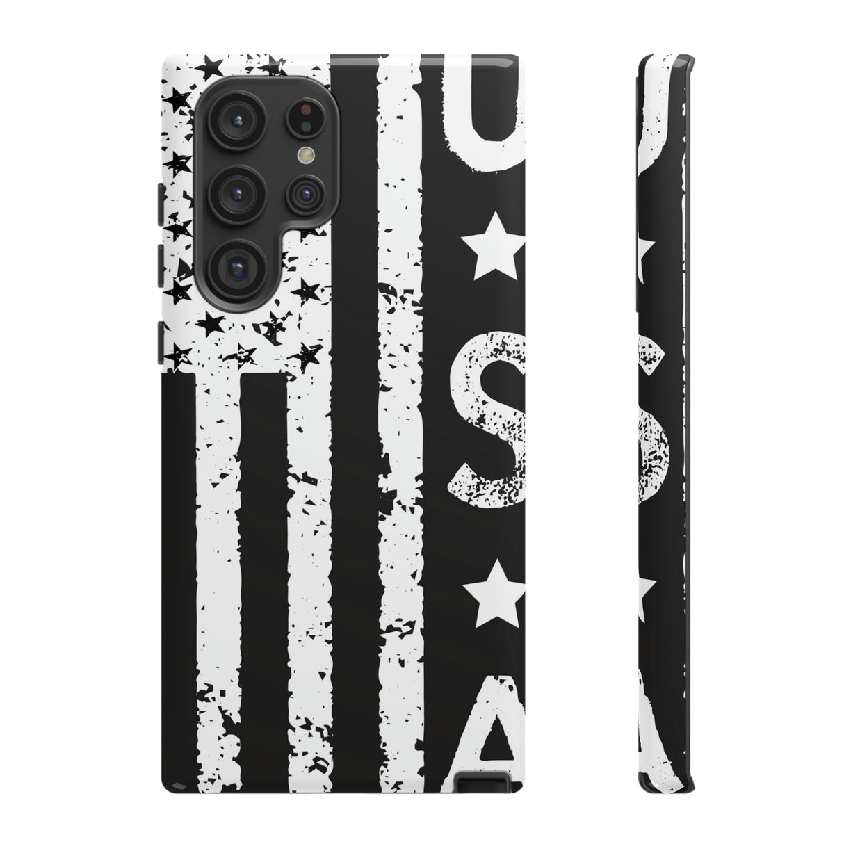 Black n White U.S Flag Android Case (Protective) Samsung Galaxy S22 Ultra Glossy Phone Case