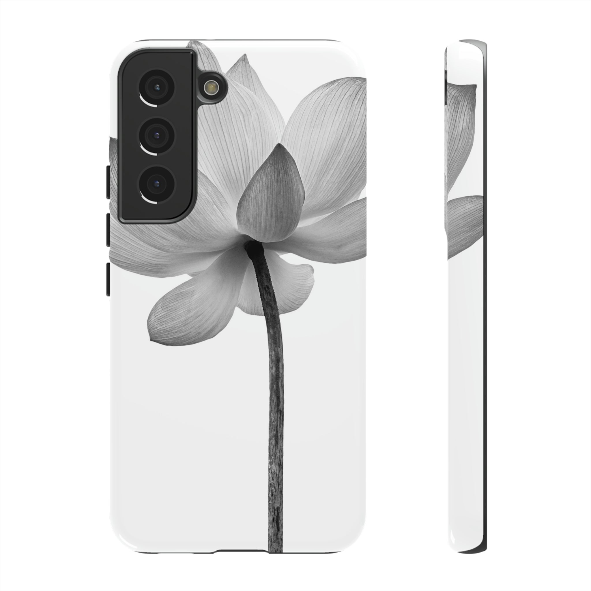 Black White Lotus Android Case (Protective) Samsung Galaxy S22 Glossy Phone Case