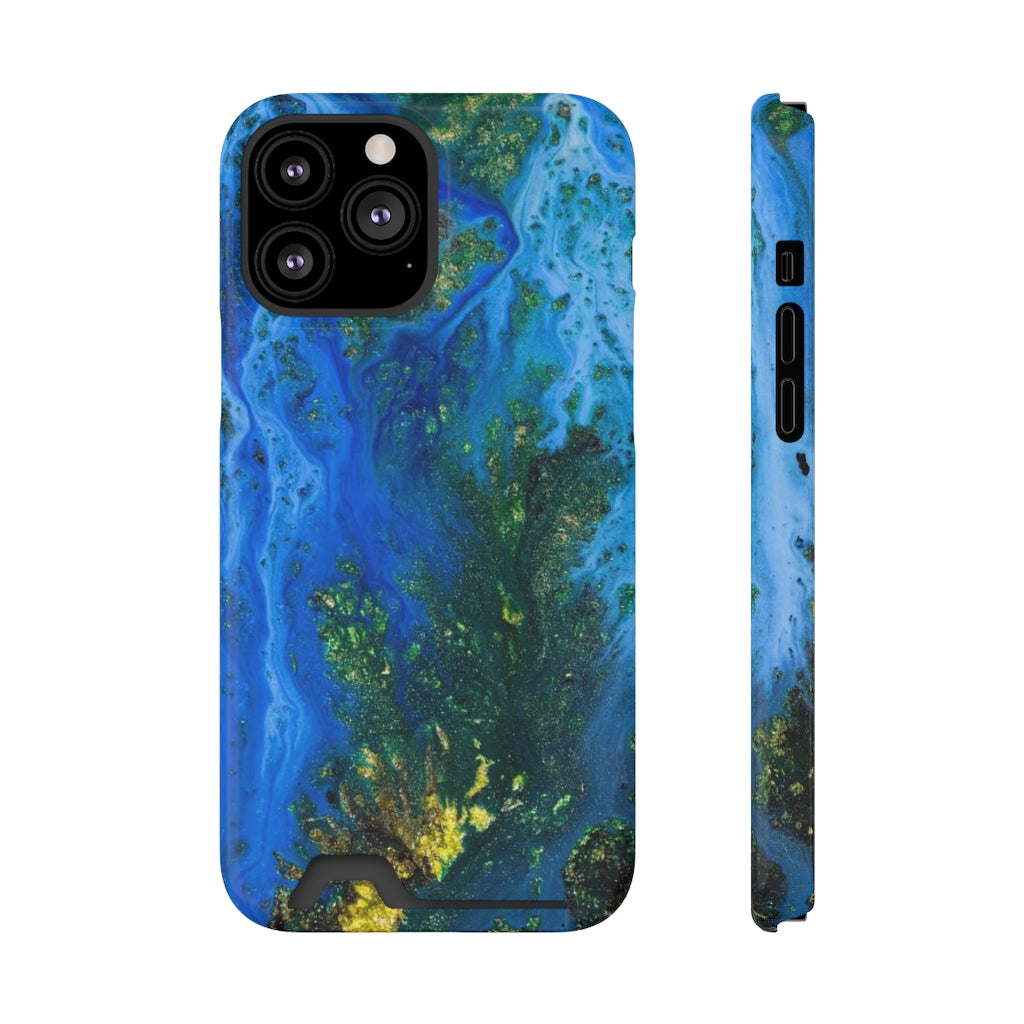 Blue Globe Ink Art iPhone Case (Card) iPhone 13 Pro Max Glossy Without gift packaging Phone Case