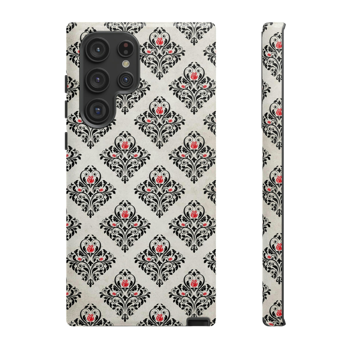 Grey Rose Gothic Flower Samsung Case (Protective) Samsung Galaxy S22 Ultra Glossy Phone Case