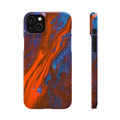 Orange Spikes Ink Art iPhone Case (Slim) iPhone 14 Plus Glossy Phone Case