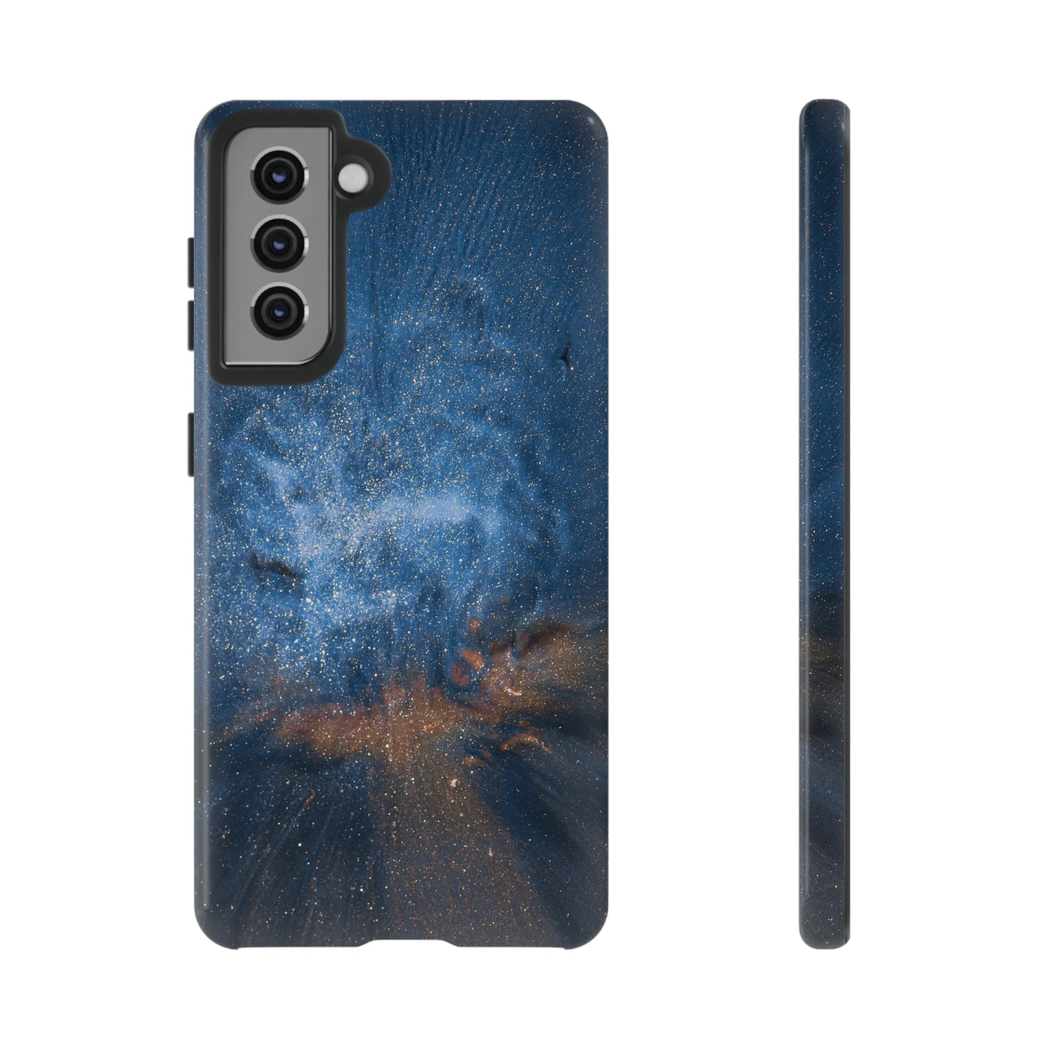 Blue Stardust Ink Art Android Case (Protective) Samsung Galaxy S21 Glossy Phone Case