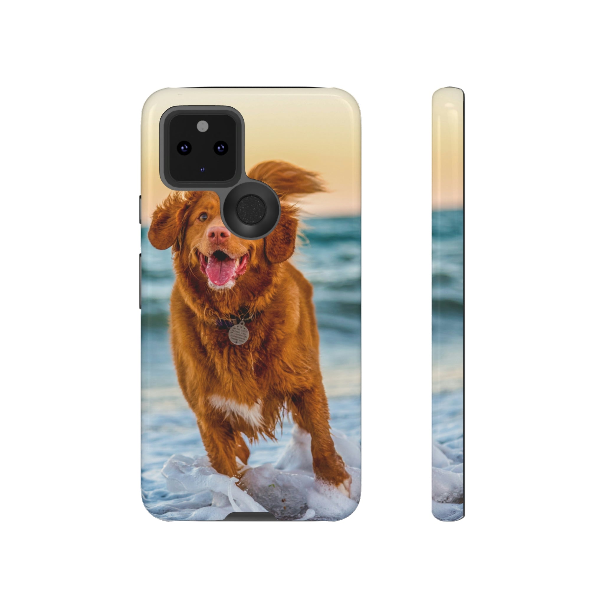 Happy Beach Dog Android Case (Protective) Google Pixel 5 5G Glossy Phone Case