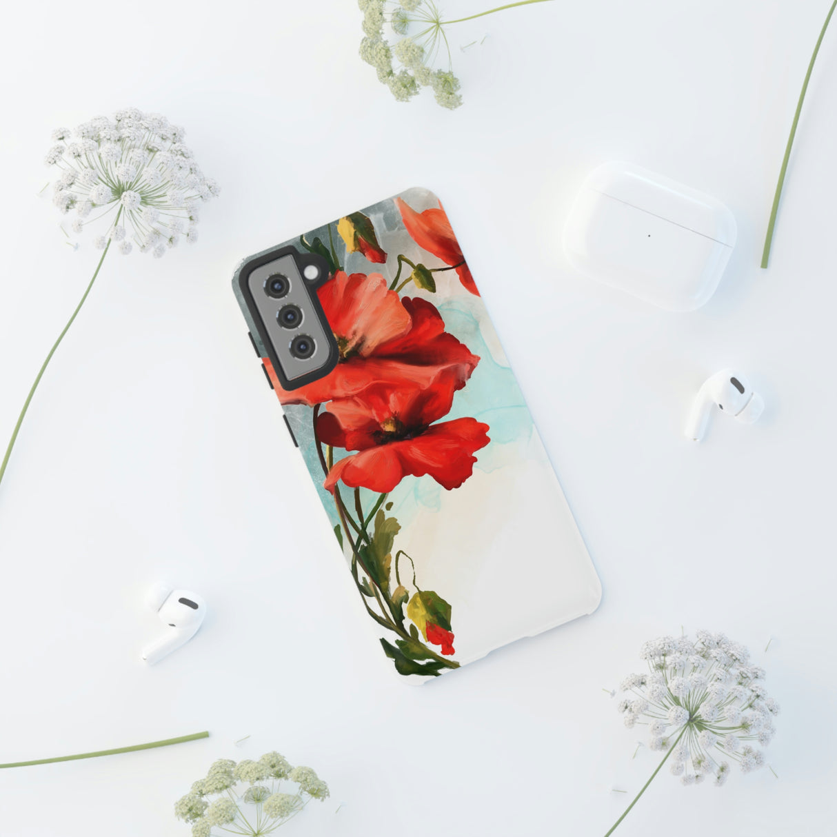 Poppy Flower Drawing Android Case (Protective) Phone Case