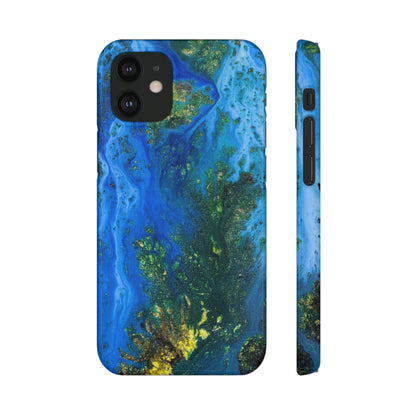 Blue Globe Ink Art iPhone Case (Slim) iPhone 12 Mini Glossy Phone Case