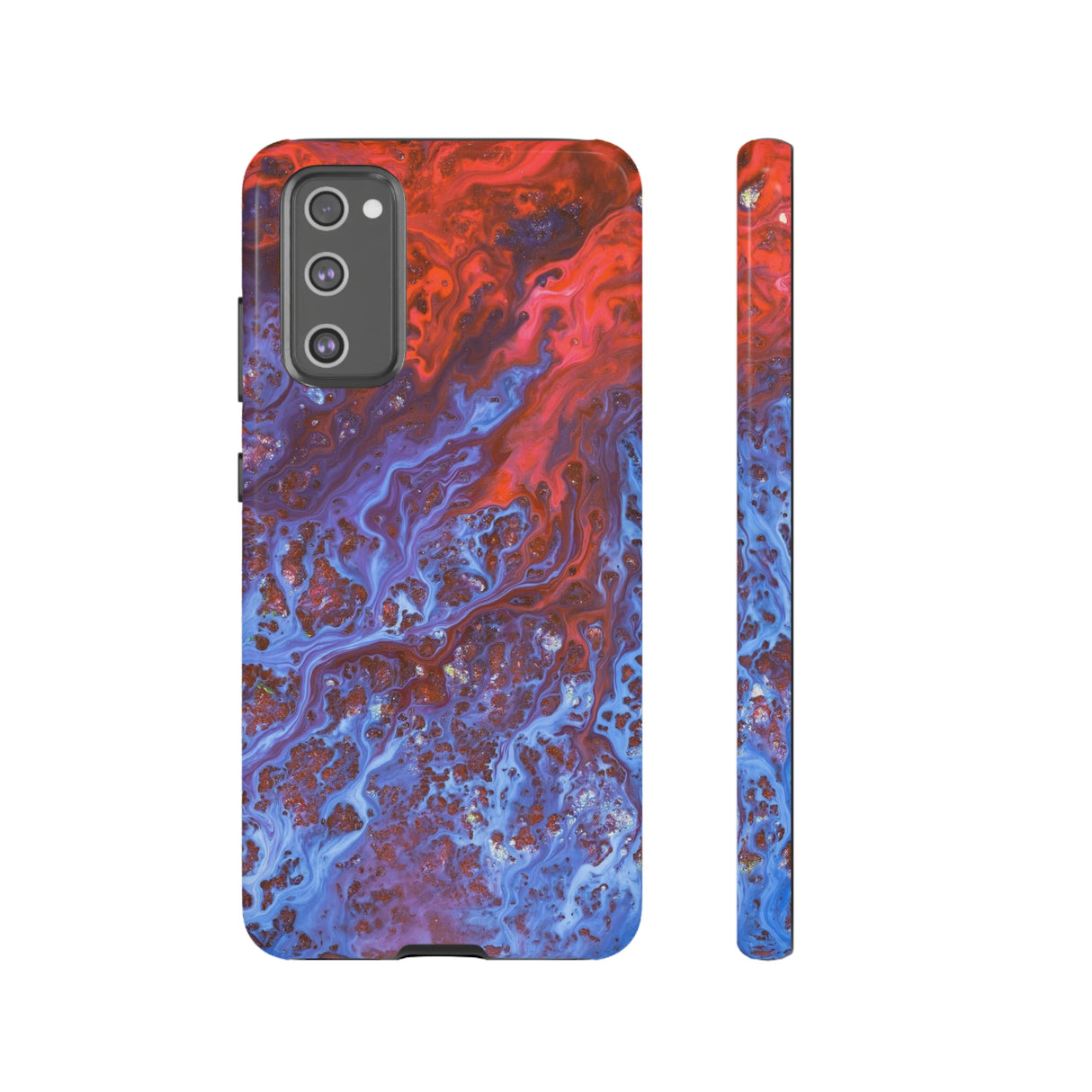 Blue Lava Ink Art Android Case (Protective) Samsung Galaxy S20 FE Glossy Phone Case