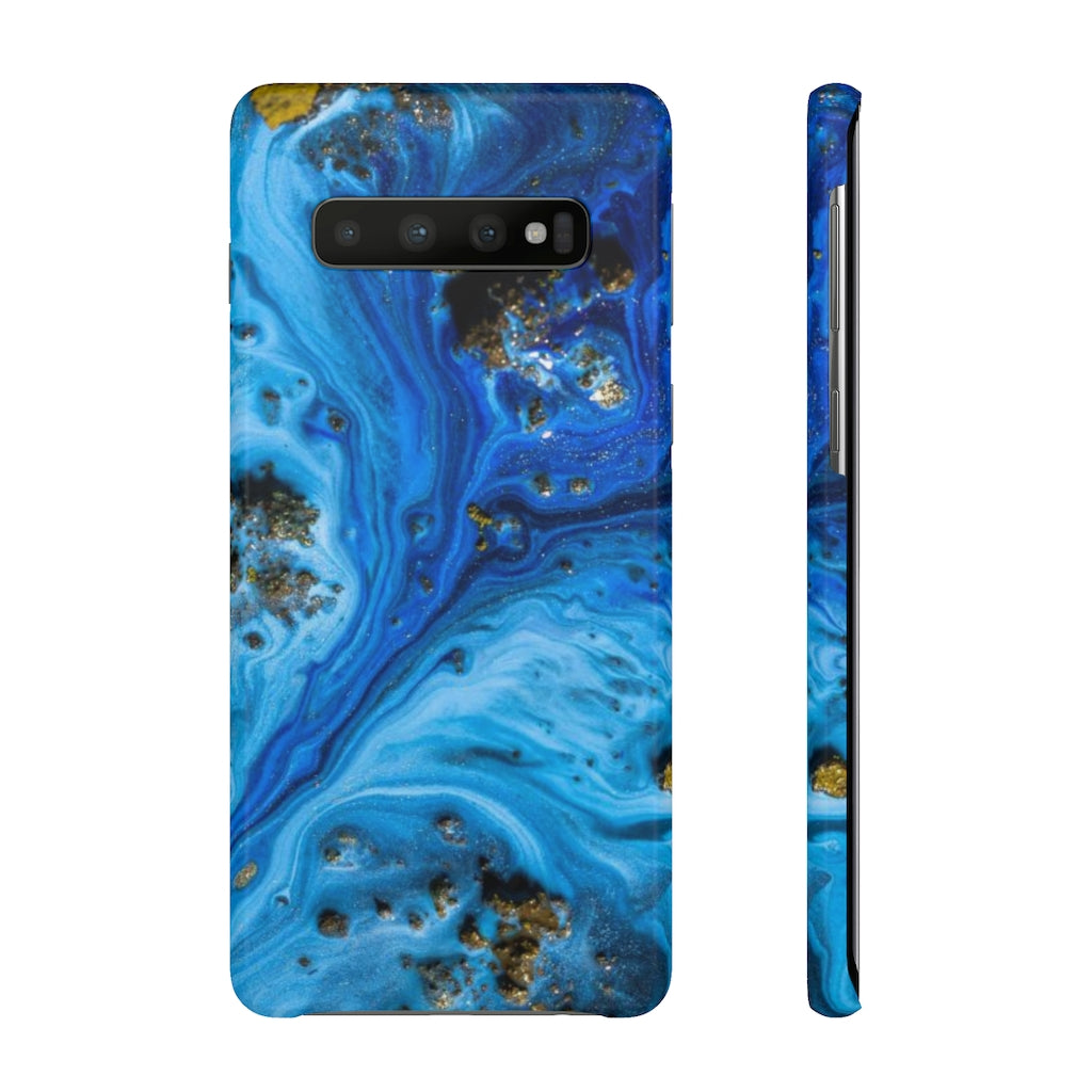 Blue Ice Melt Ink Art Android Case (Slim) Samsung Galaxy S10 Glossy Phone Case