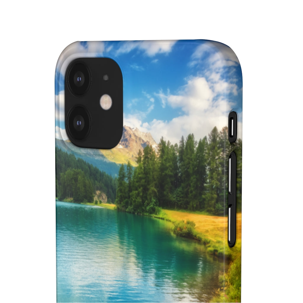 Fantastic Azure Alpine Lake Samsung/iPhone (Slim) iPhone 12 Mini Glossy Phone Case