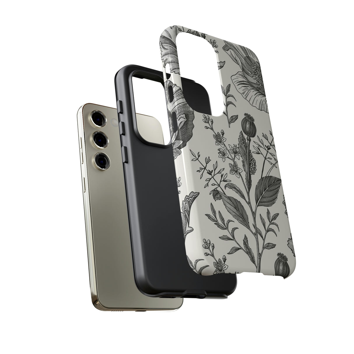 Poppy Gray Vintage Flower Samsung Case (Protective) Phone Case